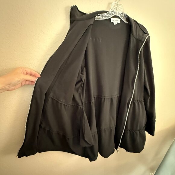 Neon Buddha Long Black Ruffle Jacket – Warm Knit, Zipper Front, Size XL - Picture 8 of 12